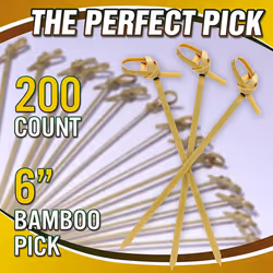 200 Pieces of Bamboo Cocktail Sticks 4.7-Inch Handmade Sticks Cocktail Skewers Cocktail Sticks