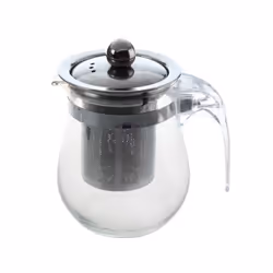 350mL Heat-resistant Clear Glass Teapot Stainless Steel Infuser Flower Tea Pot