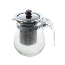 350mL Heat-resistant Clear Glass Teapot Stainless Steel Infuser Flower Tea Pot