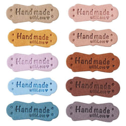 50Pcs PU Leather Labels Tags for Handmade DIY Hats Bags with Love Label for Clothes Sewing Tags Accessories
