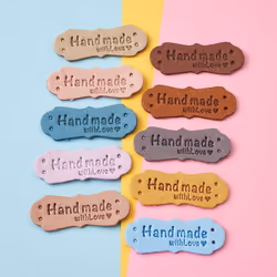 50Pcs PU Leather Labels Tags for Handmade DIY Hats Bags with Love Label for Clothes Sewing Tags Accessories