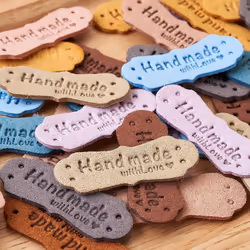 50Pcs PU Leather Labels Tags for Handmade DIY Hats Bags with Love Label for Clothes Sewing Tags Accessories