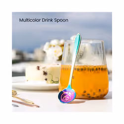 8Pcs Flower Spoon Set, 2 Different Size Colorful Stainless Steel Teaspoons Rainbow Coffee Stirring Spoon