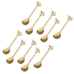 Coffee Stirring Spoon Stainless Steel Branch Leaves Shape Cutlery Dessert Spoon,Gold