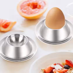 Egg Cup Holder 2 Pack,Stainless Steel Egg Cups Plates Tableware Holder for Hard Soft Boiled Egg,Kitchen Display