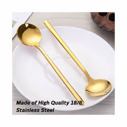8 Packs, Gold-Plated Stainless Steel Coffee Spoon, Mini Teaspoon for Coffee Sugar Dessert Cake Ice Cream