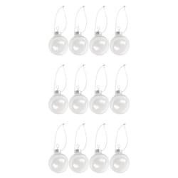 Clear DIY Baubles Shatterproof Seamless Plastic XMAS Ball Home Tree Decor Gift - 60mm QTY:12