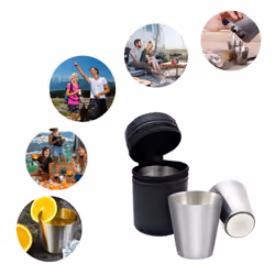 30Ml Mini Stainless Steel Shot Glass Cup Drinking Wine Glasses with Leather Cover Bag Kitchen Bar