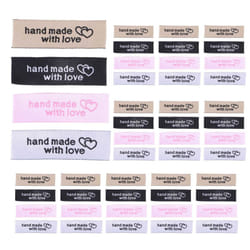 120 Pieces Sewing Labels Sew on Clothing Labels Handmade Heart Pattern Label Tags