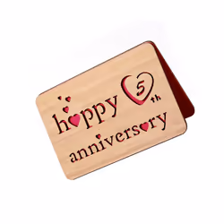 Happy Anniversary Card for Husband,Handmade with Bamboo Cards,Valentines Day Card for Girlfriend,5Th Anniversary Card