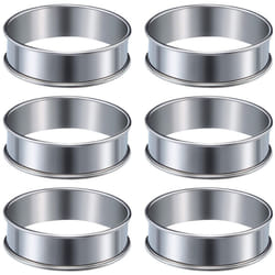 6 Pieces Muffin Tart Rings Double Rolled Tart Ring Stainless Steel Muffin Rings Metal Round Ring Mold for Food Making