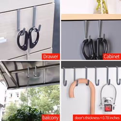 Over Cabinet Hook, 304 Stainless Steel Multiple Use S Shaped Hanging over the Cabinet Door Hooks Use for Kitchen, Cabinet,