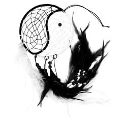 CNNOTEPAD Yin Dream Catcher Circular with Feathers Beads, Black and White