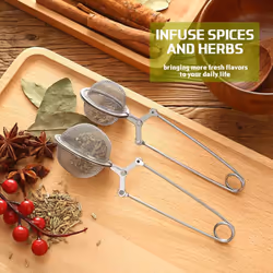6Pcs Tea Infuser Loose Leaf Tea Snap Ball Tea Strainer Spoon Stainless Steel Tea Filter Steeper with Handle