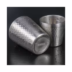 180ML Stainless Steel Honeycomb Dotted Cocktail Glass Double-Layer Wine Glass, Inner Electrolysis and Easy to Clean, S