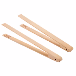 4 Packs 12 Inch Wood Toaster Tongs Kitchen Tongs for Serving Food, Flipping Meat, Grabbing Toast and More