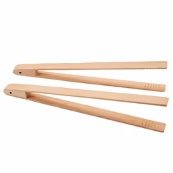 4 Packs 12 Inch Wood Toaster Tongs Kitchen Tongs for Serving Food, Flipping Meat, Grabbing Toast and More