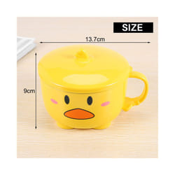 Duck Ramen Noodles Bowl with Lid Cute Stainless Steel Kitchen Fruit Instant Rice Soup Double-Layer Bowl Tableware 2
