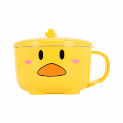 Duck Ramen Noodles Bowl with Lid Cute Stainless Steel Kitchen Fruit Instant Rice Soup Double-Layer Bowl Tableware 2