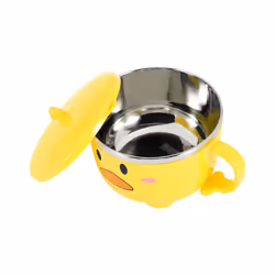 Duck Ramen Noodles Bowl with Lid Cute Stainless Steel Kitchen Fruit Instant Rice Soup Double-Layer Bowl Tableware 2