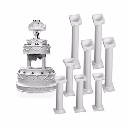 8Pcs/Set White Small+ Plastic Cake Pillars,Wedding Cake Pillars Stand,Fondant Cake Support Mold 's Day Wedding Birthday