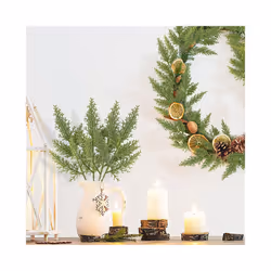 20PCS Artificial Green Cypress Tree Leaf Pine Needle Leaves Branch Christmas Wedding Home Office Hotel Decoration A
