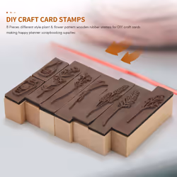 8Pcs Wooden Rubber Stamps with Flower Lace for Letters Diary Craft Scrapbooking,DIY Craft and Letters Diary Rubber Stamp