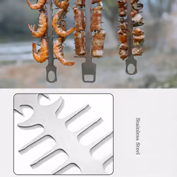 Skewers for Grilling Reusable Fish Bone Shape Barbecue Skewers Garden Camping BBQ Supplies for Grilling A
