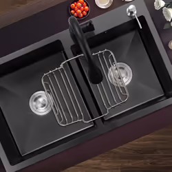 Kitchen Gadget Double Sink Inner Hanger Dishwasher Sponge Steel Ball Stainless Steel Storage Rack Fruit Rack