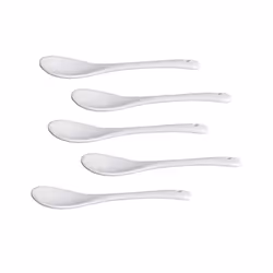 15PCS White Porcelain Egg Spoons Ceramic Spoons Coffee Spoon Dessert Spoon Mocha Dip Serving Spoon
