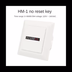 HM-1 Timer Square Counter Digital 0-99999.99 Gauge 0.3W AC220-240V / 50Hz AC Hour Meter Hourmeter White