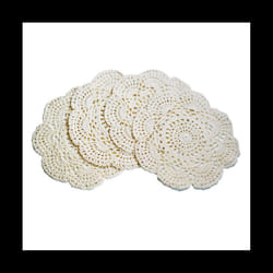 4PCS 8.6 Inch Doilies Crochet Round Lace Doily Handmade Placemats Cotton Crocheted Coasters