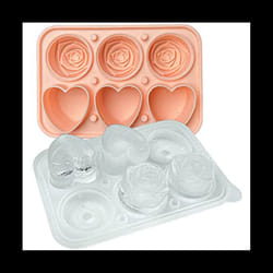 Roses Ice-Cube Mold, Heart Shape Ice-Cube Tray, Silicone Ice Mold, Ice Ball Maker for Whiskey Cocktails Drinks, Pink