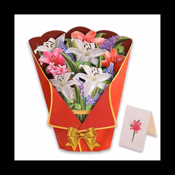 Flowers Bouquet Pop-Up Cards 3D Paper Flowers Bouquet with Note Card and Envelope 'S Day Greeting Card Style B