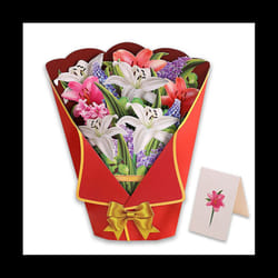 Flowers Bouquet Pop-Up Cards 3D Paper Flowers Bouquet with Note Card and Envelope 'S Day Greeting Card Style B