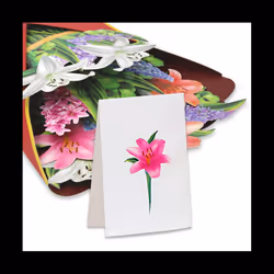Flowers Bouquet Pop-Up Cards 3D Paper Flowers Bouquet with Note Card and Envelope 'S Day Greeting Card Style B