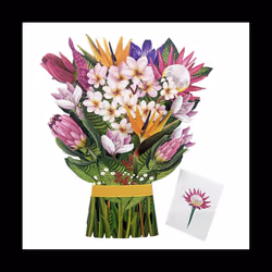 Flowers Bouquet Pop-Up Cards 3D Paper Flowers Bouquet with Note Card and Envelope 'S Day Greeting Card Style E