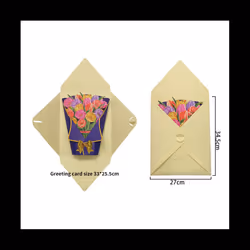 Flowers Bouquet Pop-Up Cards 3D Paper Flowers Bouquet with Note Card and Envelope 'S Day Greeting Card Style F