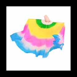 Reusable Professional Lengthening Rainbow Silk Fans Dance Fan Party Foldable Handheld Bamboo Fan Home Decoration,Left