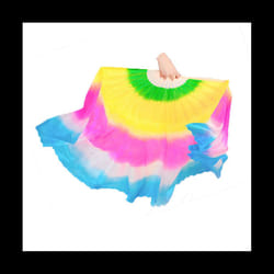 Reusable Professional Lengthening Rainbow Silk Fans Dance Fan Party Foldable Handheld Bamboo Fan Home Decoration,Right