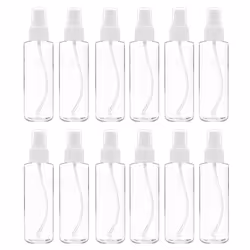 12 Pack Fine Mist Clear Spray Bottles 120 Ml  with Pump Spray Cap, Reusable and Refillable Small Empty Plastic Bottles for