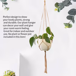 Lace Plant Hanger, Plant Potted Cotton Rope Hanger Flower Pot Terrace Deck Ceiling Hanging Plant Stand