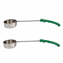 2X Pizza Spread Sauce Ladle Rubber Handle Flat Bottom Kitchen Cooking Spoon Stainless Steel Measuring Stir Soup Spoon