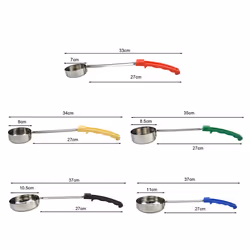 2X Pizza Spread Sauce Ladle Rubber Handle Flat Bottom Kitchen Cooking Spoon Stainless Steel Measuring Stir Soup Spoon