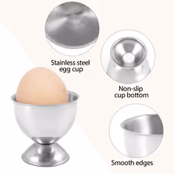 Egg Cups Set Stainless Steel Eggs Hard Boiled Eggs and Soft Tray Tool Holders Kitchen, Silver