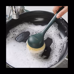 Kitchen Brush Long Handle Dishwashing Clean Brush Multifunctional Scrubber Brush with Liquid Dispenser,Green