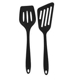 2 Pcs Silicone Slotted Fish Turner Spatula, Spatulas for Non Stick Cookware Baking,Cooking,Heat Resistant,Black