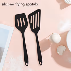 2 Pcs Silicone Slotted Fish Turner Spatula, Spatulas for Non Stick Cookware Baking,Cooking,Heat Resistant,Black