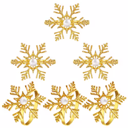 Snowflake Napkin Rings Xmas Napkin Ring Holder Buckle Alloy Pearl Napkin Rings Holder Xmas Christmas Serviette Buckle