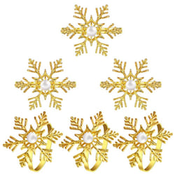 Snowflake Napkin Rings Xmas Napkin Ring Holder Buckle Alloy Pearl Napkin Rings Holder Xmas Christmas Serviette Buckle
